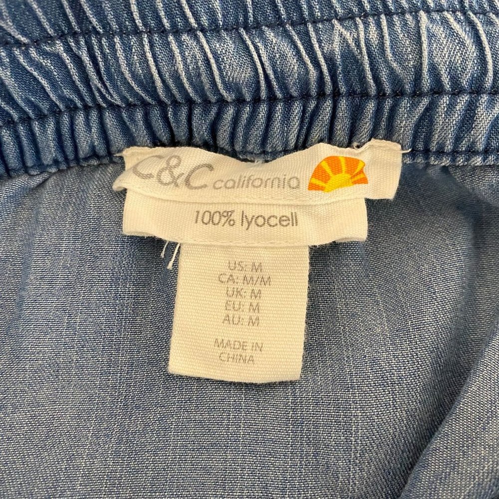 C&C California Chambray Maxi Skirt Medium M Button Front Pull-on Pockets Womens - Picture 4 of 7